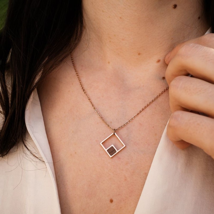 Schmuck holzkern Halsketten | Geometric Halskette